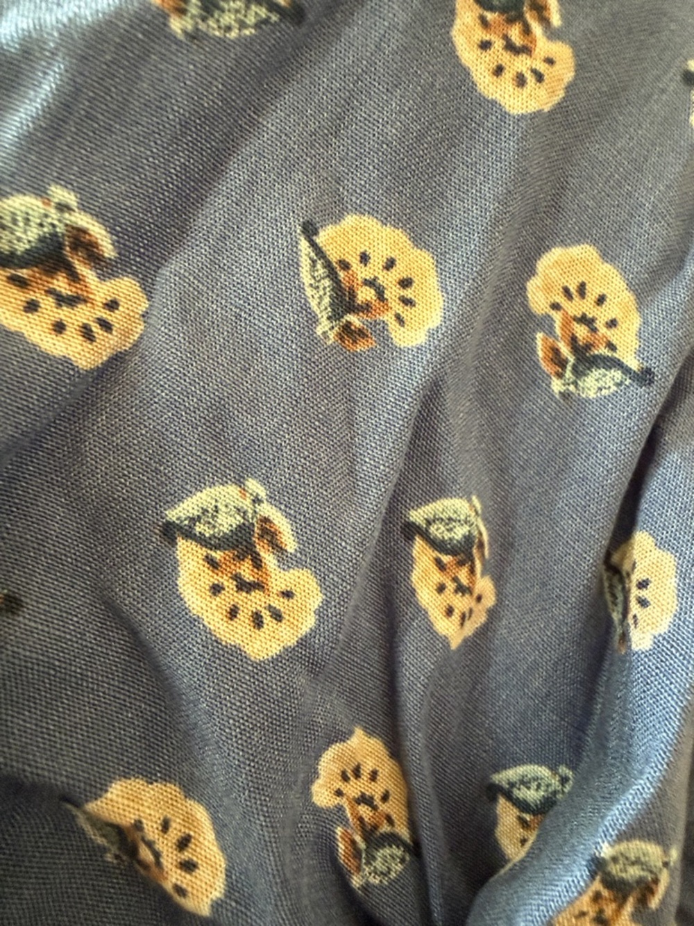 Lucky Brand Dusty Blue Floral Button-Front Tie-Waist Midi Dress - Picture 10 of 10